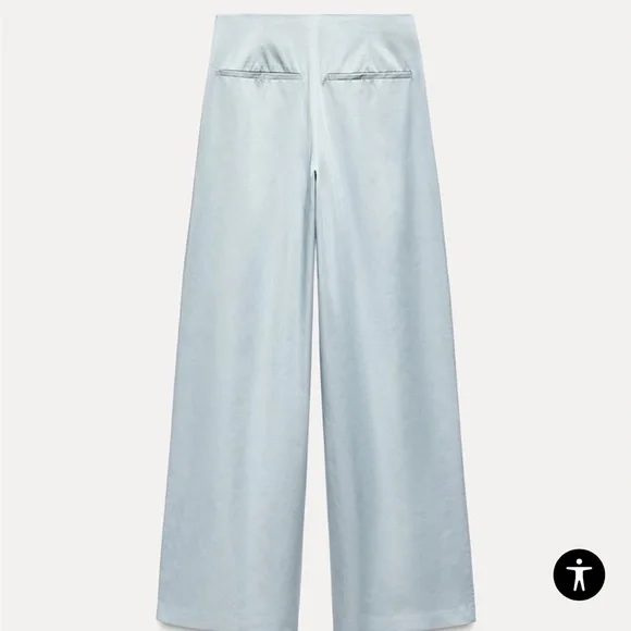 Matching Pale blue satin like bow crop top and pants